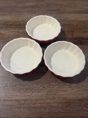 ROCQ Parisian Patisserie Set of 3 Red and White Ceramic Ramekins